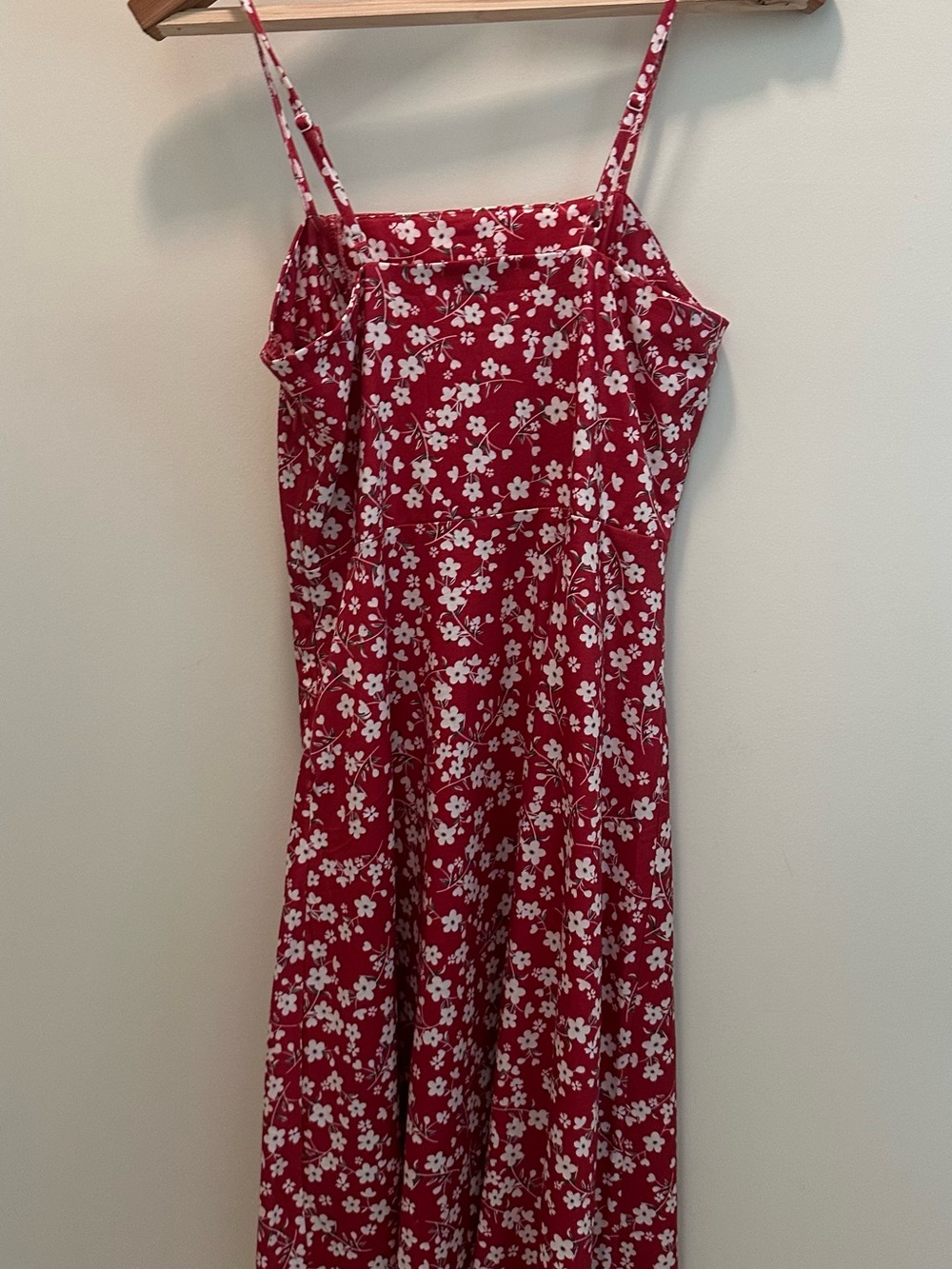 Girls' Red Floral Spaghetti-Strap Dress